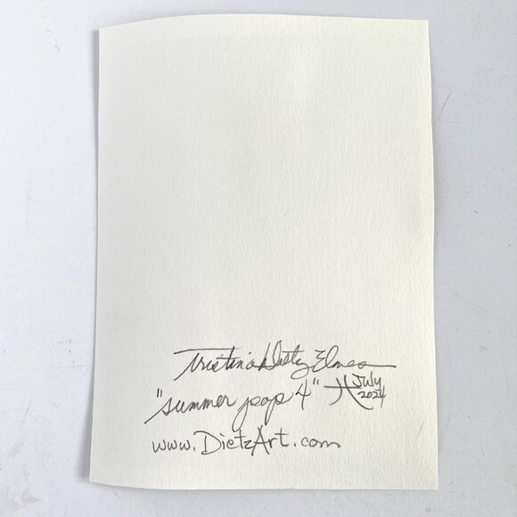 Summer Pop 4 Original Art Acrylic Painting Turquoise Pink Red Frame Ready 8x10in - Picture 6 of 6